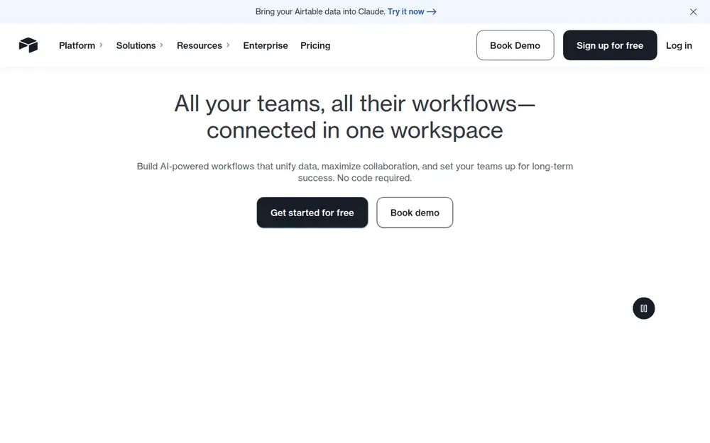 Airtable — A spreadsheet-database hybrid for building custom trackers and small internal apps without code.