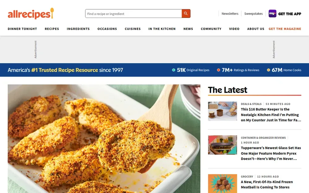 Allrecipes — A recipe website where home cooks share recipes, ratings and photos of their results.