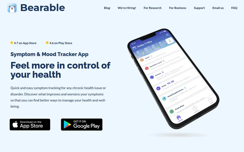 Bearable — A symptom and mood tracker that shows what makes a long-term condition better or worse.