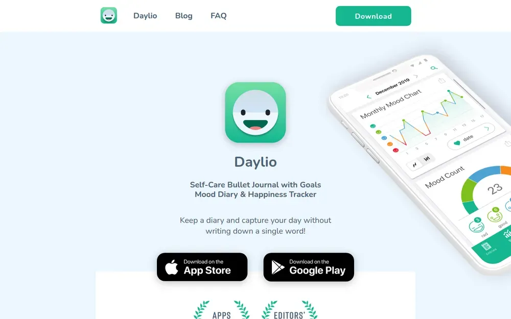 Daylio — A mood diary you fill in with taps instead of writing.