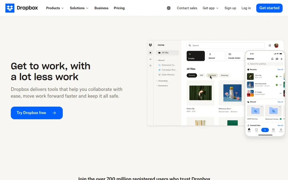 Dropbox — Cloud file storage that keeps a folder synced across computers, phones and the web.