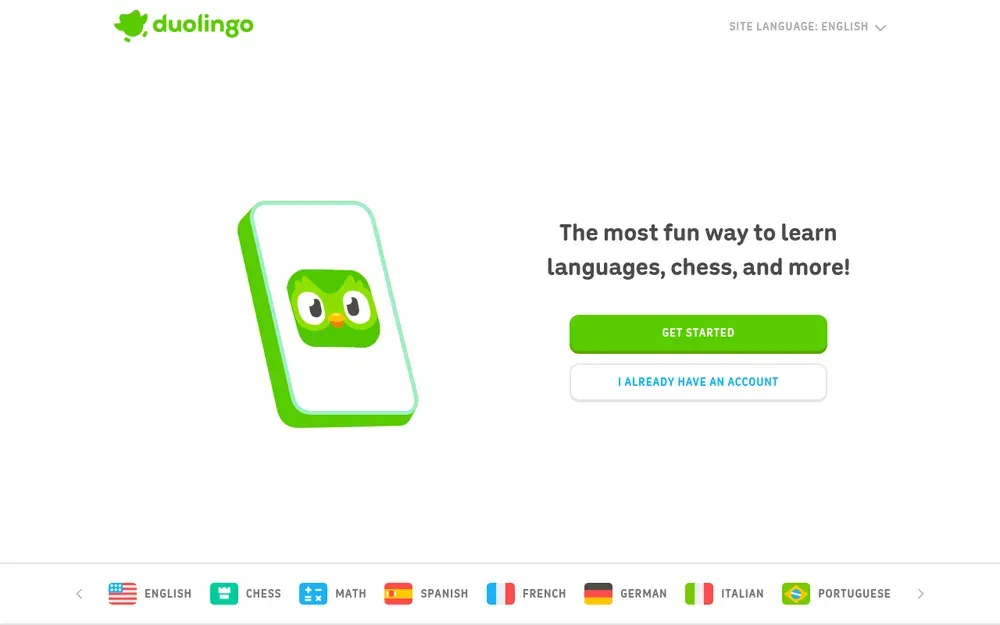 Duolingo — Short, game-like language lessons with streaks, leagues and daily reminders.