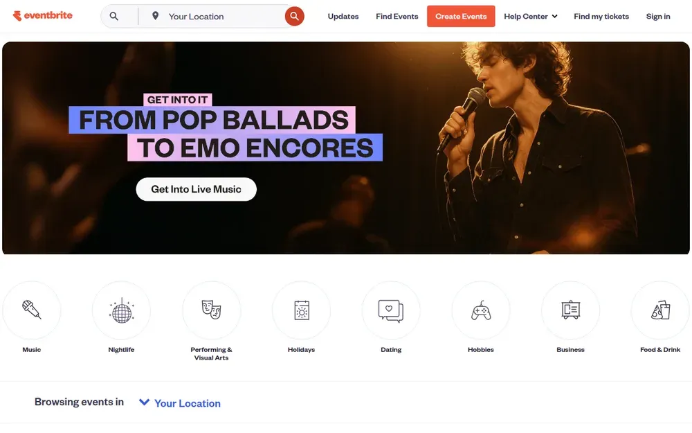 Eventbrite — Anyone can publish an event, sell tickets and check guests in at the door.