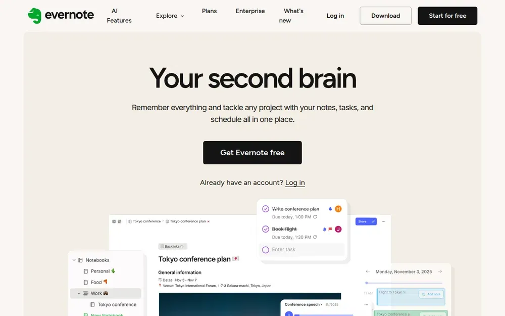 Evernote — Notes, web clippings and documents captured in one place and searchable on every device.