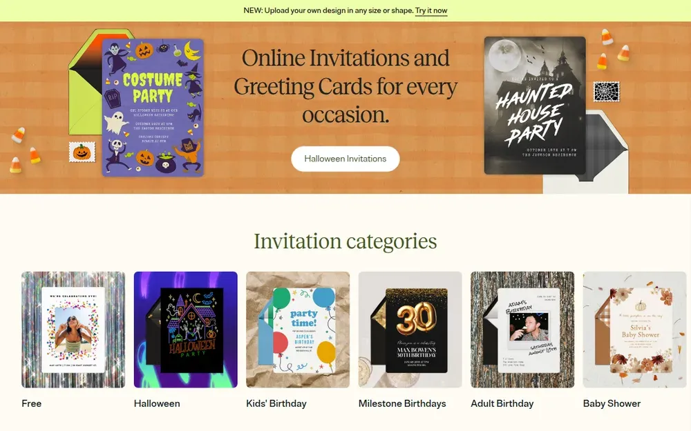 Evite — Digital invitations for parties with RSVP tracking and guest messaging.