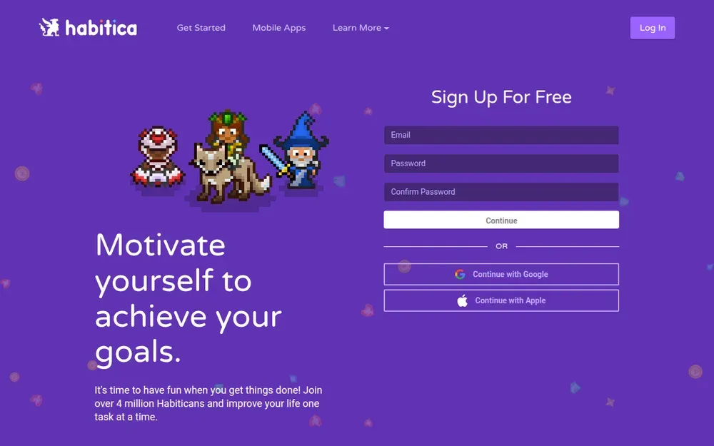 Habitica — Turns your habits and to-dos into a role-playing game with an avatar to level up.
