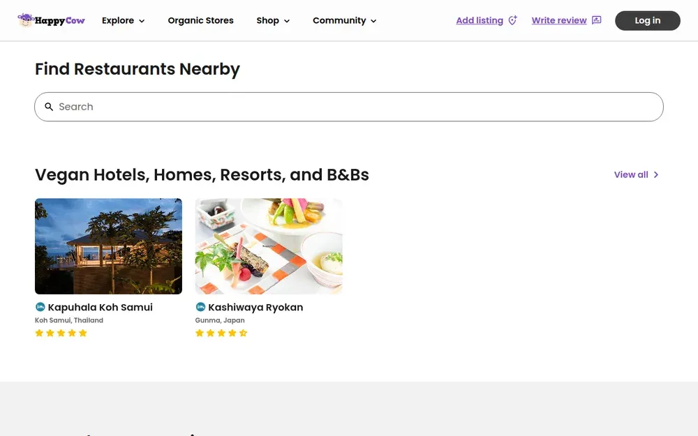 HappyCow — A worldwide directory of vegan and vegetarian restaurants with reviews and a map.