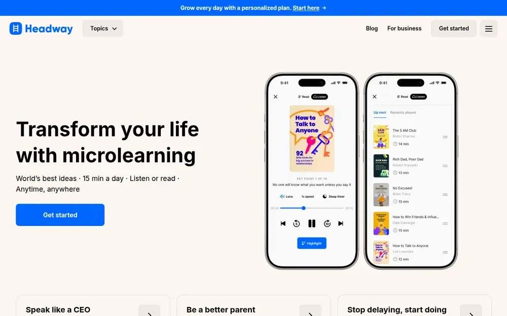 Headway — Bite-size book summaries, daily insights and challenges to keep you reading.
