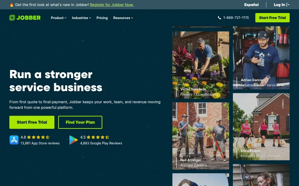 Jobber — Scheduling, quoting and invoicing software for home-service businesses such as plumbers, cleaners and landscapers.