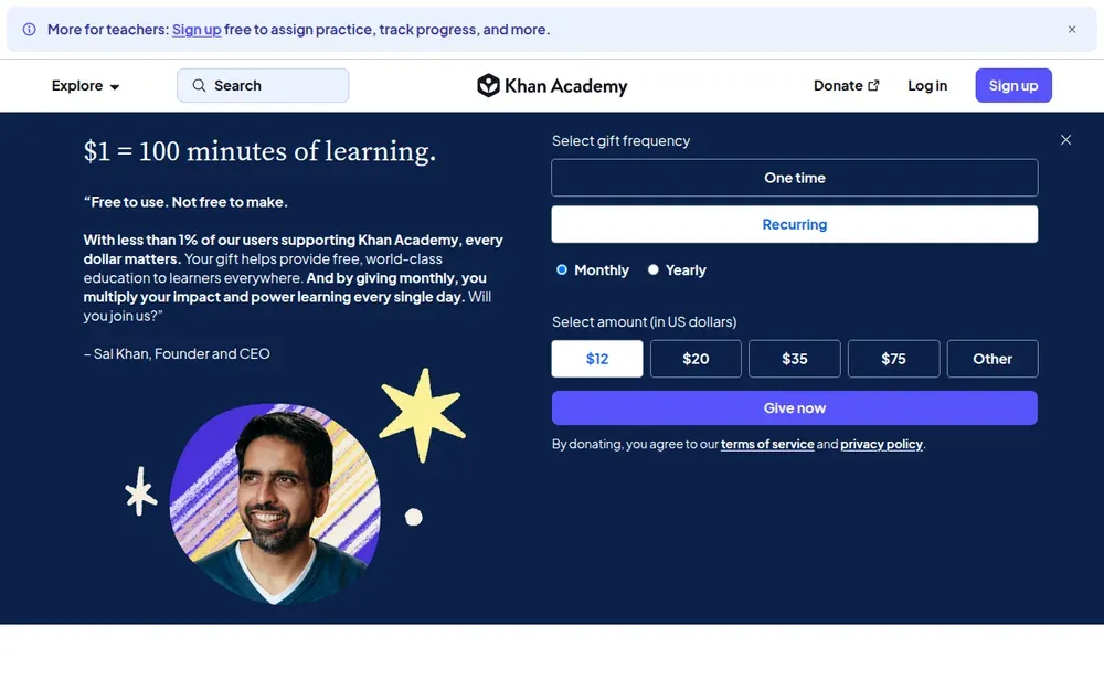 Khan Academy — Free video lessons, articles and practice exercises across school subjects, from primary to university level.