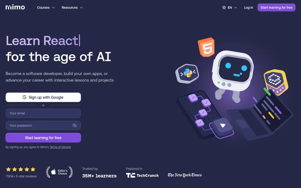 Mimo — Learn to code in bite-sized lessons with a code editor in your pocket.