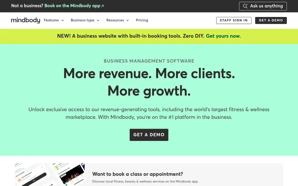 Mindbody — Business management software for gyms, yoga studios, spas and wellness centres.