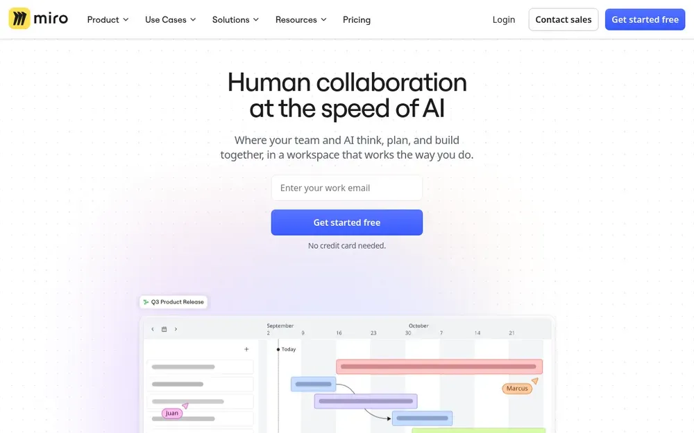 Miro — An online whiteboard where teams sketch, plan and run workshops together in real time.