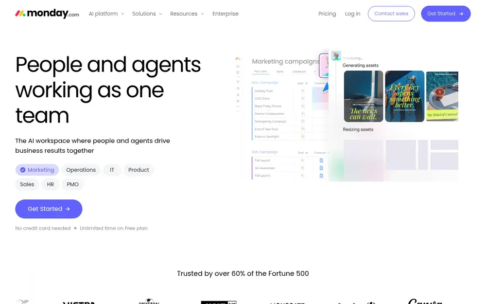 monday.com — A work-management platform where teams track projects and processes on colour-coded boards with automations.