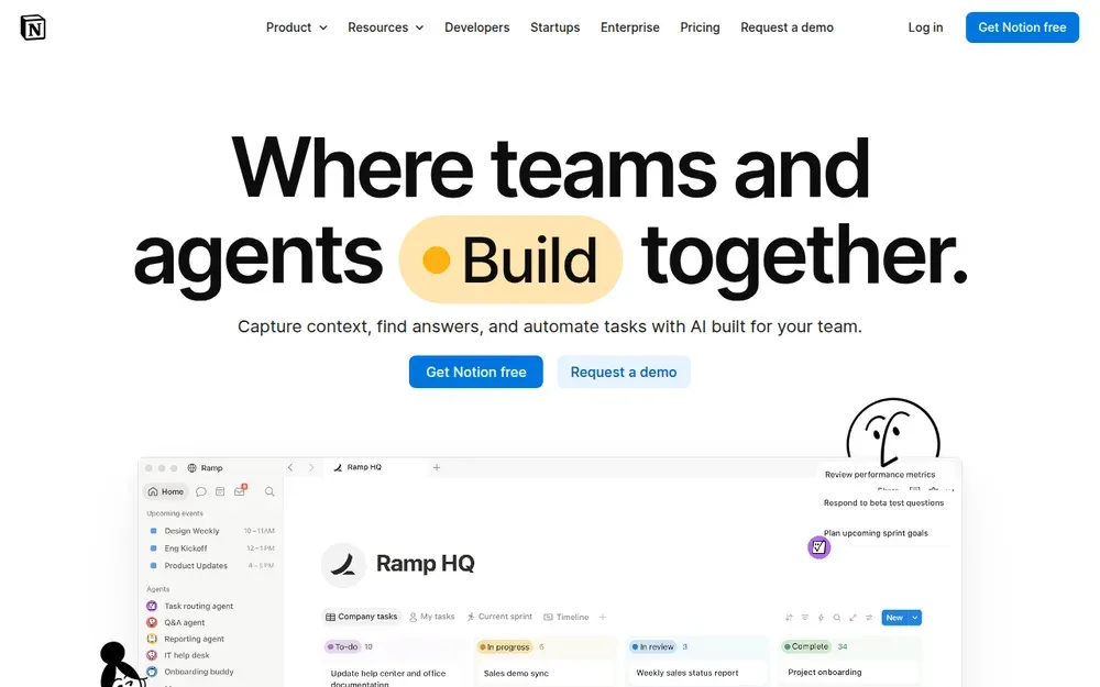 Notion — A workspace where notes, documents, wikis and databases live in one place.