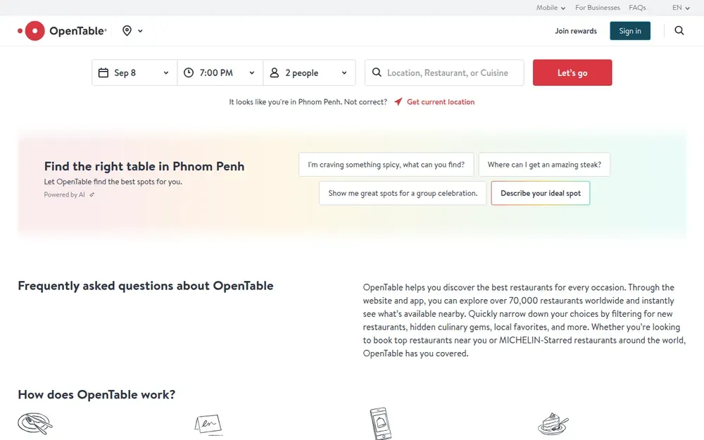 OpenTable — Restaurant reservations for diners, with table management for the restaurants themselves.