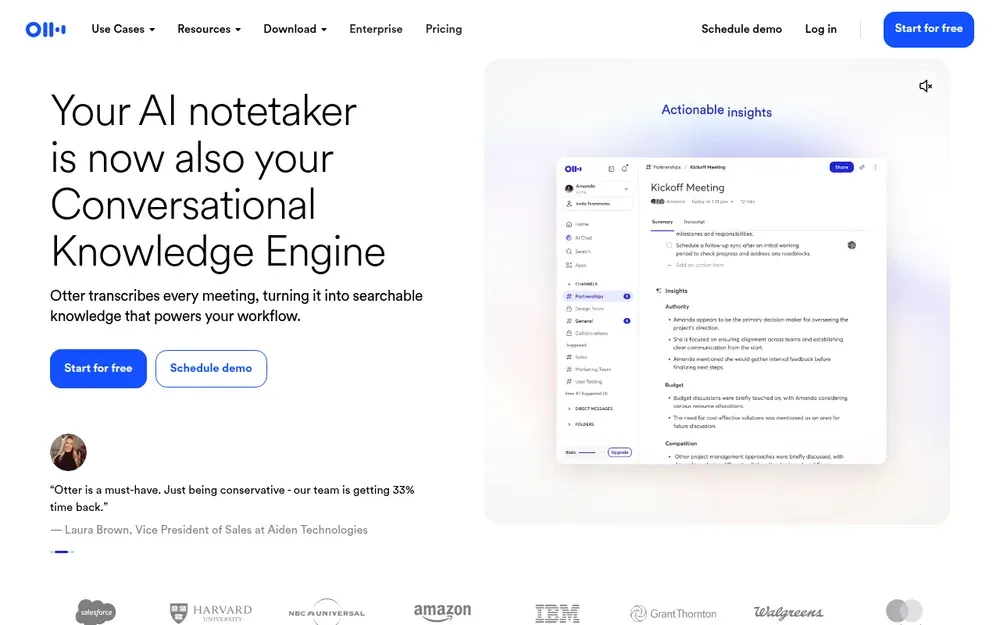 Otter.ai — Records meetings, transcribes them live and writes up the summary and action items.