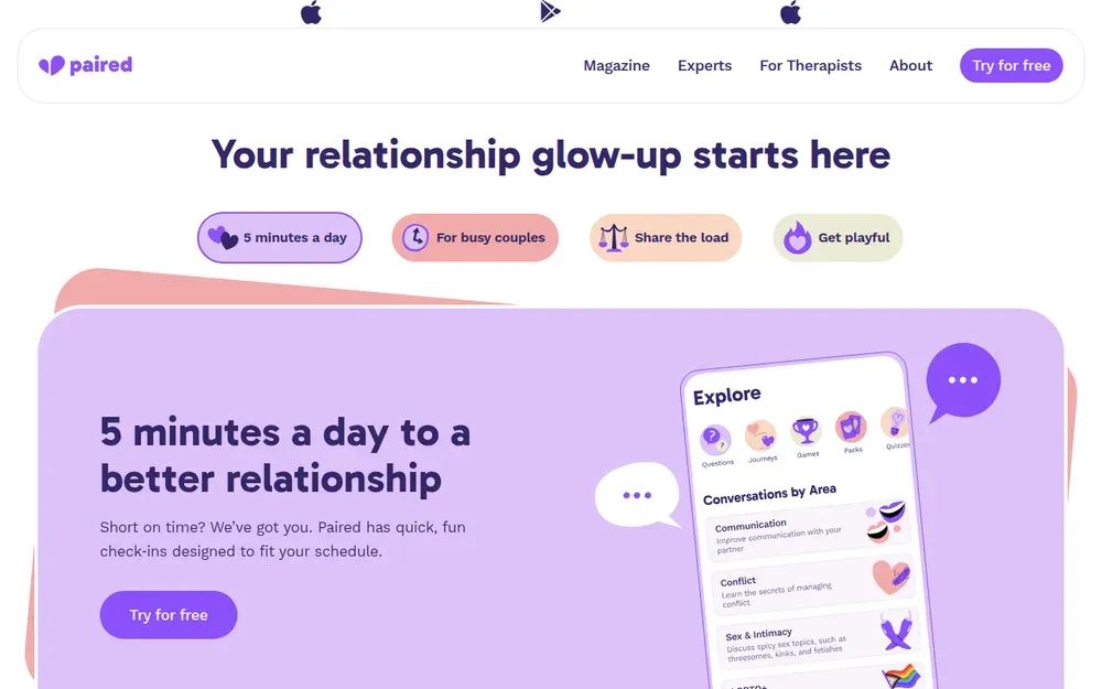 Paired — A couples app with daily questions, quizzes and games to talk about together.