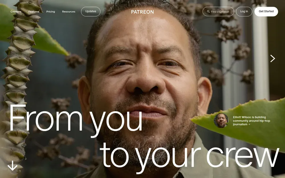 Patreon — Fans pay creators a monthly amount in return for exclusive posts and perks.