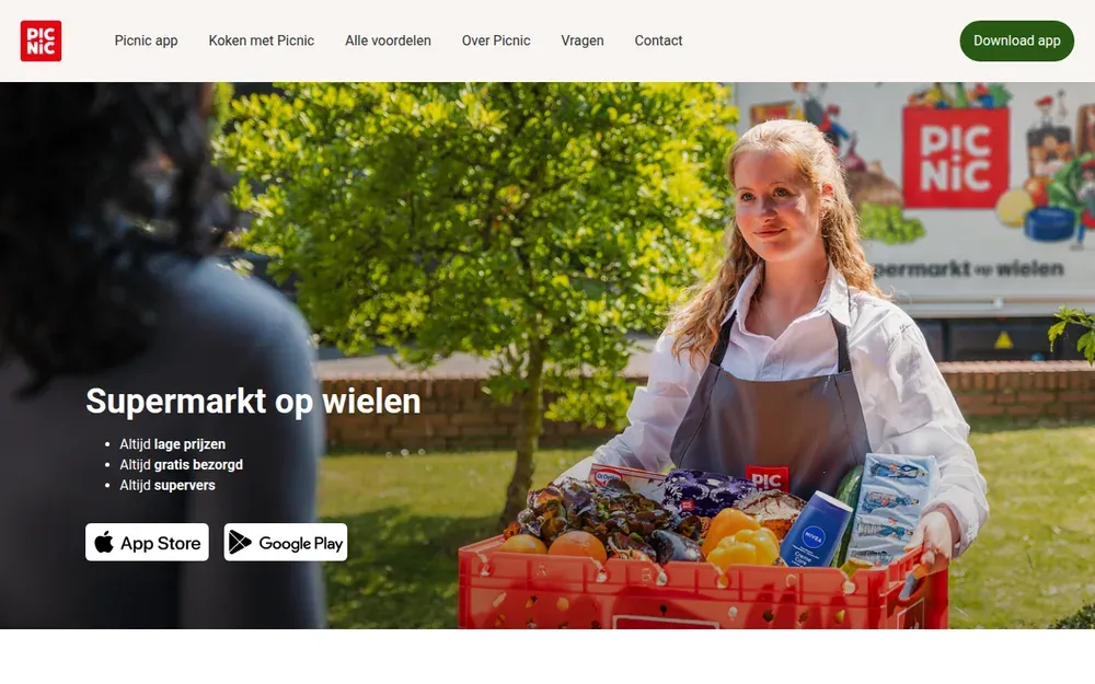 Picnic — An app-only supermarket in the Netherlands and Germany: order by evening, an electric van delivers next day.