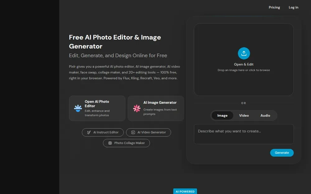 Pixlr — A photo editor that runs in the browser, with layers, filters and AI tools, without installing anything.