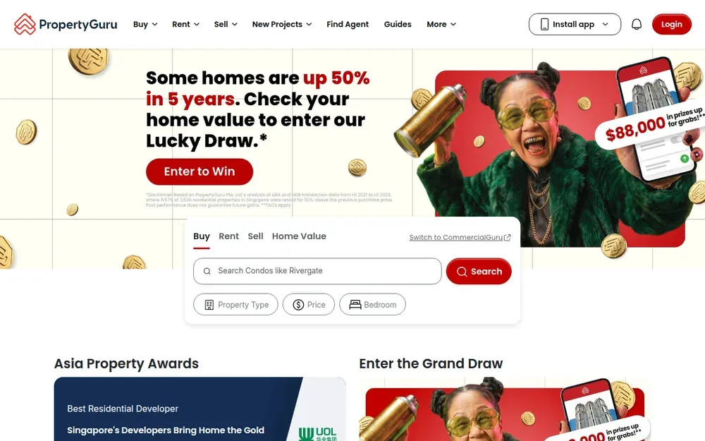 PropertyGuru — A South-east Asian property portal for buying and renting homes, with agent listings, project pages and mortgage tools.