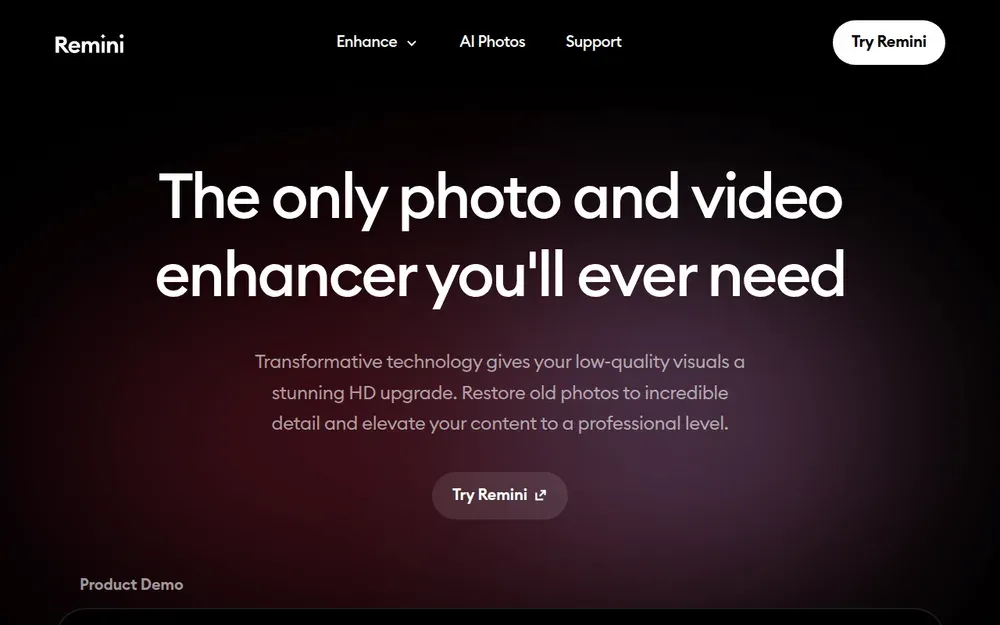 Remini — Sharpens and restores old, blurry or low-resolution photos with AI.