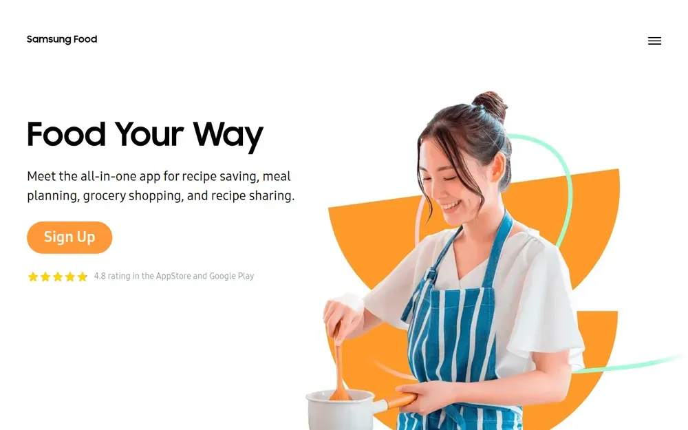 Samsung Food — Save recipes from anywhere, plan the week's meals and turn them into a shopping list.