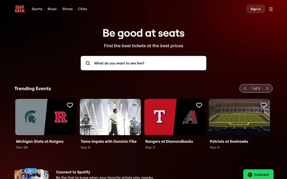 SeatGeek — Finds tickets across primary and resale sellers and rates each seat's value on a scale.