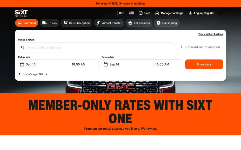 Sixt — Car rental at airports and city branches worldwide, booked online in a few taps.