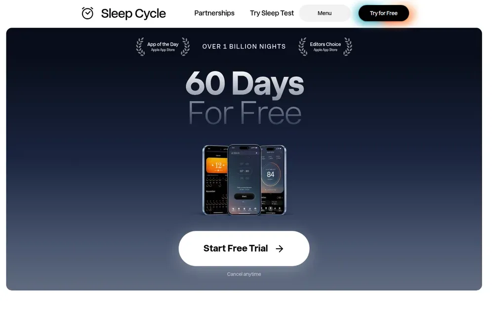 Sleep Cycle — Tracks your sleep through the phone's microphone and wakes you in a light sleep phase.