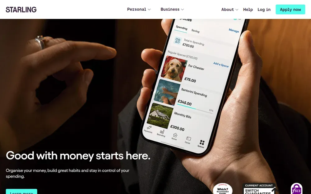 Starling Bank — An app-based current account with real-time spending notifications and spaces for saving.