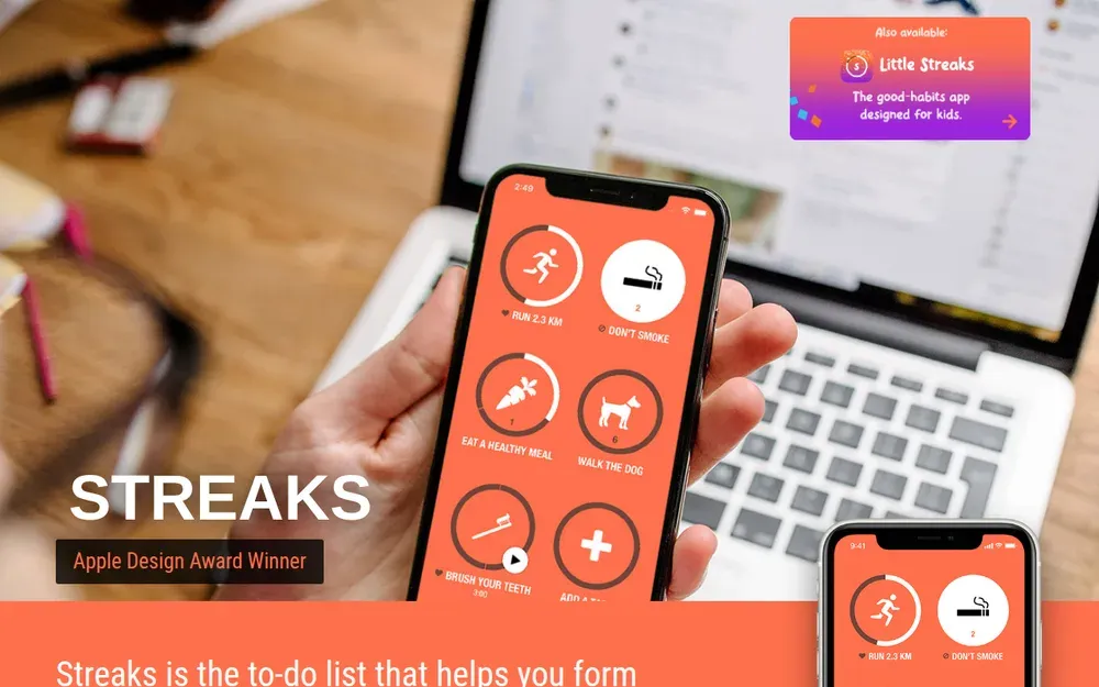 Streaks — A habit tracker built around not breaking the chain, with health-app sync and widgets.