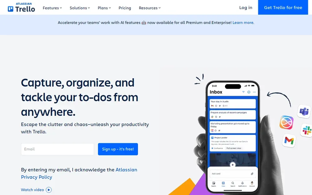 Trello — Kanban boards with cards you drag between lists to track work.