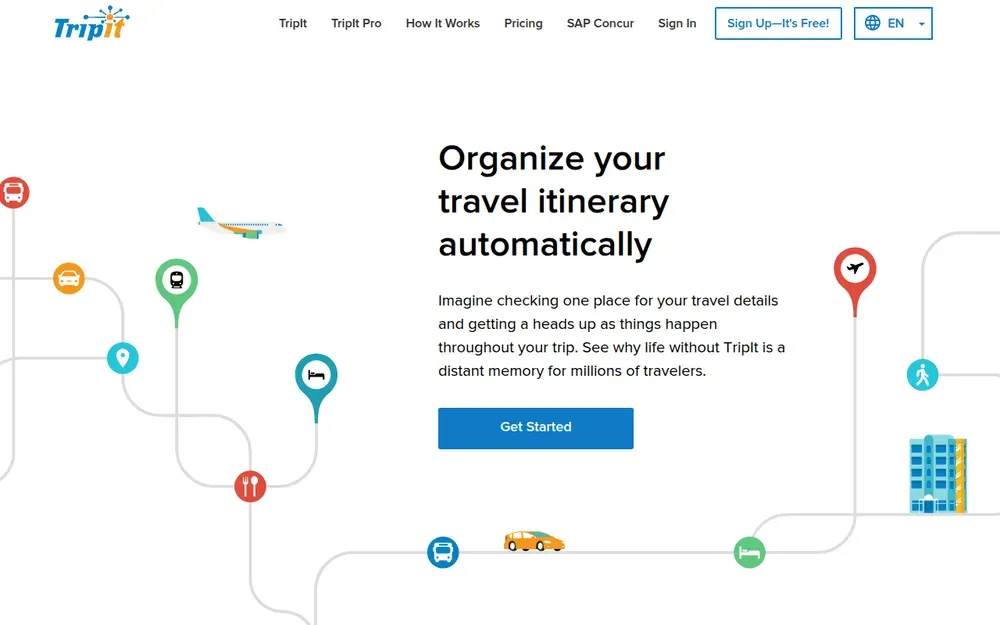 TripIt — Forward your booking confirmations and it builds a single itinerary for the trip.