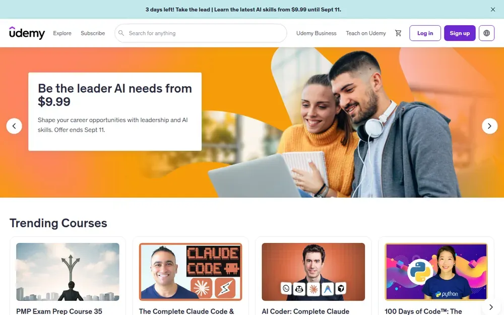 Udemy — A marketplace where anyone can publish a video course and learners buy them individually.