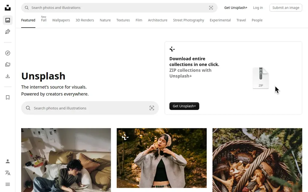 Unsplash — A library of free-to-use photographs contributed by photographers around the world.