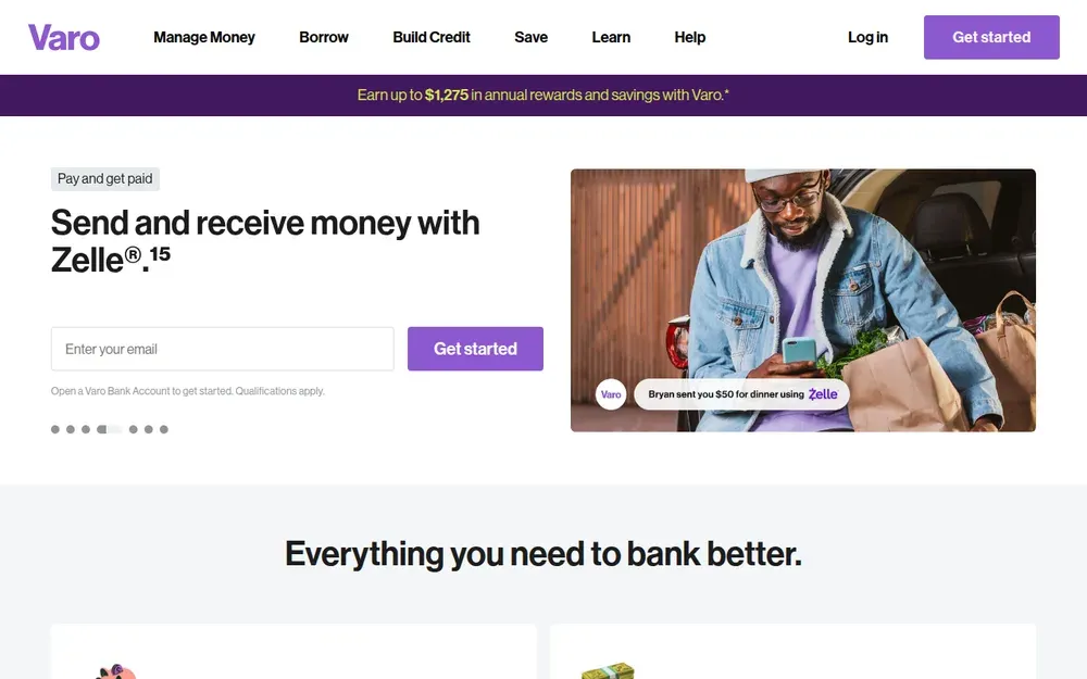 Varo — A US mobile bank with no monthly fees, early paycheque access and a small credit line built in.