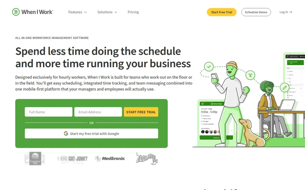 When I Work — Staff scheduling for hourly teams: build the rota, staff swap shifts from their phones, hours flow to payroll.