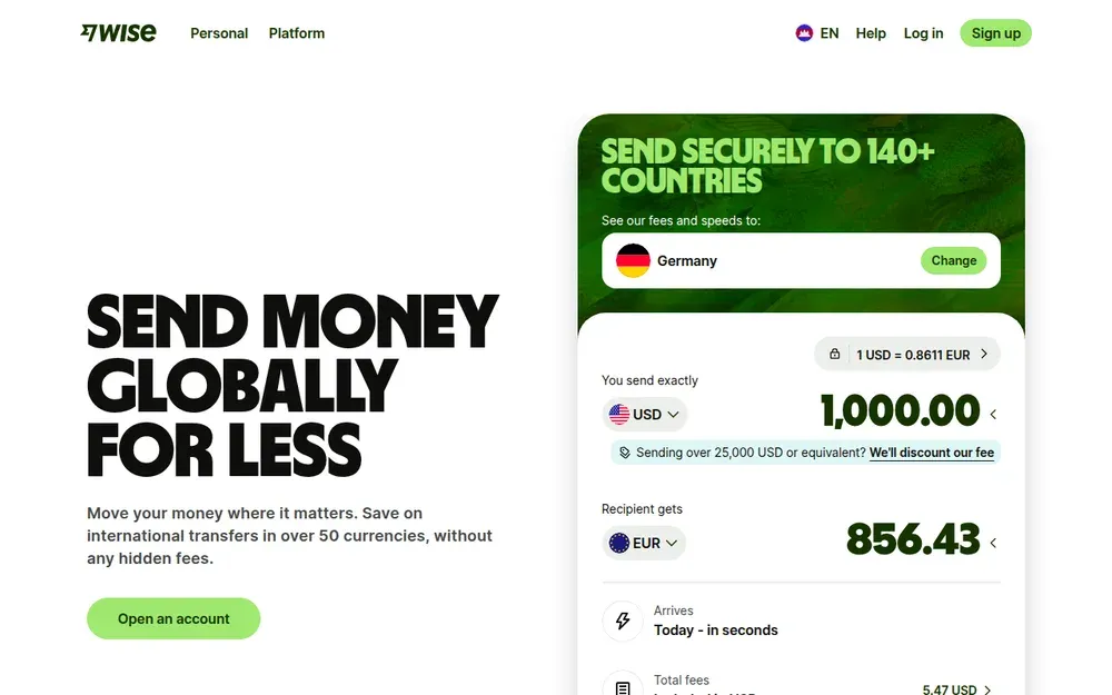 Wise — International money transfers and a multi-currency account with local bank details.