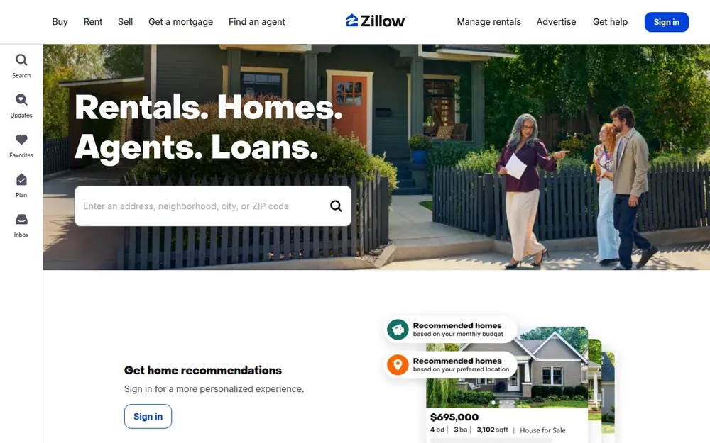 Zillow — A home-search portal for buying, selling and renting, with estimates for every address.