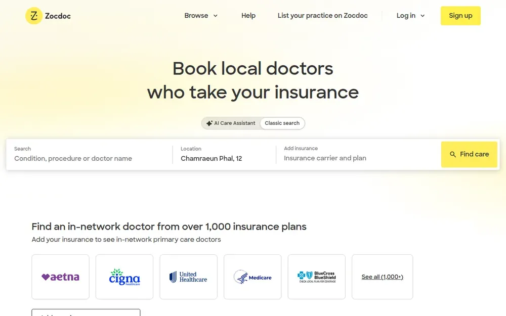 Zocdoc — Finds doctors and dentists who accept your insurance and lets you book an appointment online.