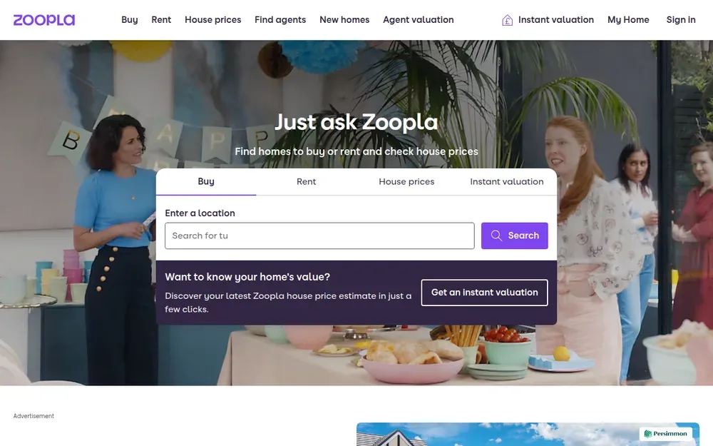 Zoopla — Property search with house-price estimates, area guides and sold-price records.