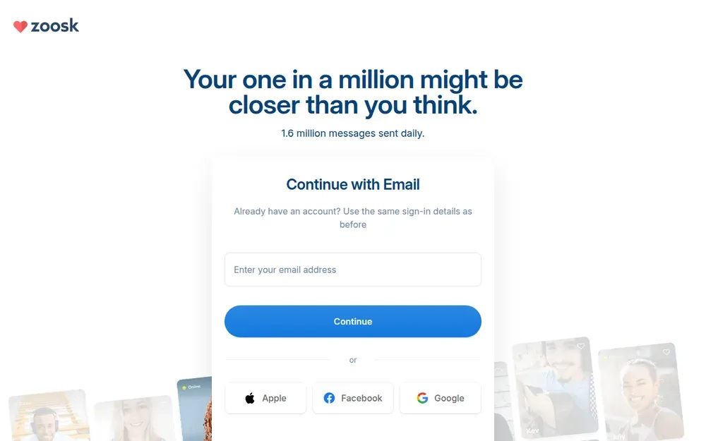 Zoosk — A dating app that learns from who you like and message, and shows more of the same.