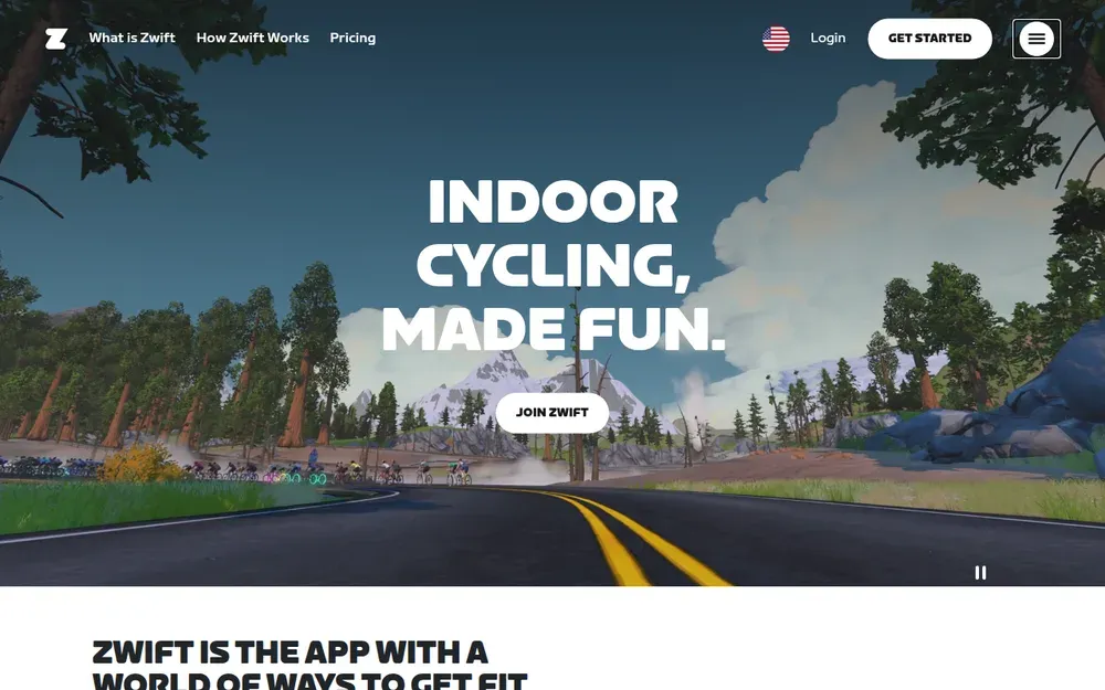 Zwift — Indoor cycling and running in a virtual world, riding alongside other people in real time.